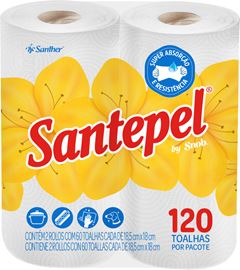 Papel Toalha Santepel Branco 120fls 2un
