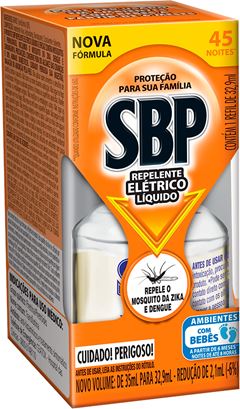 Inseticida Sbp Eletrico Liquido 45 Noites Refil 32,9ml