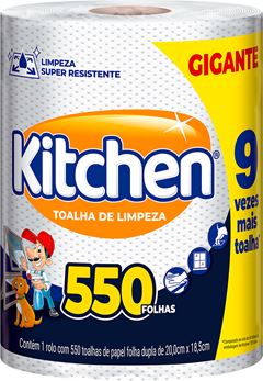Papel Toalha Kitchen Folha Dupla Gigante 550fls 6un