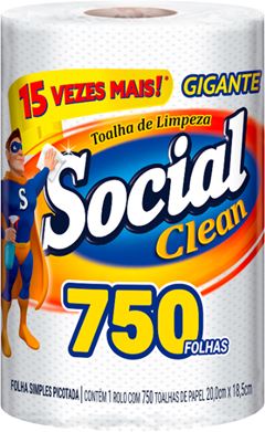Papel Toalha Social Clean Gigante 750fls 6un