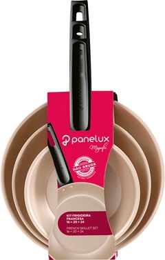 Kit Frigideira Aluminio Panelux Vermelha 16/20/24cm