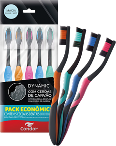 Escova Dental Condor Dynamic Black Macia Com Capa 5un