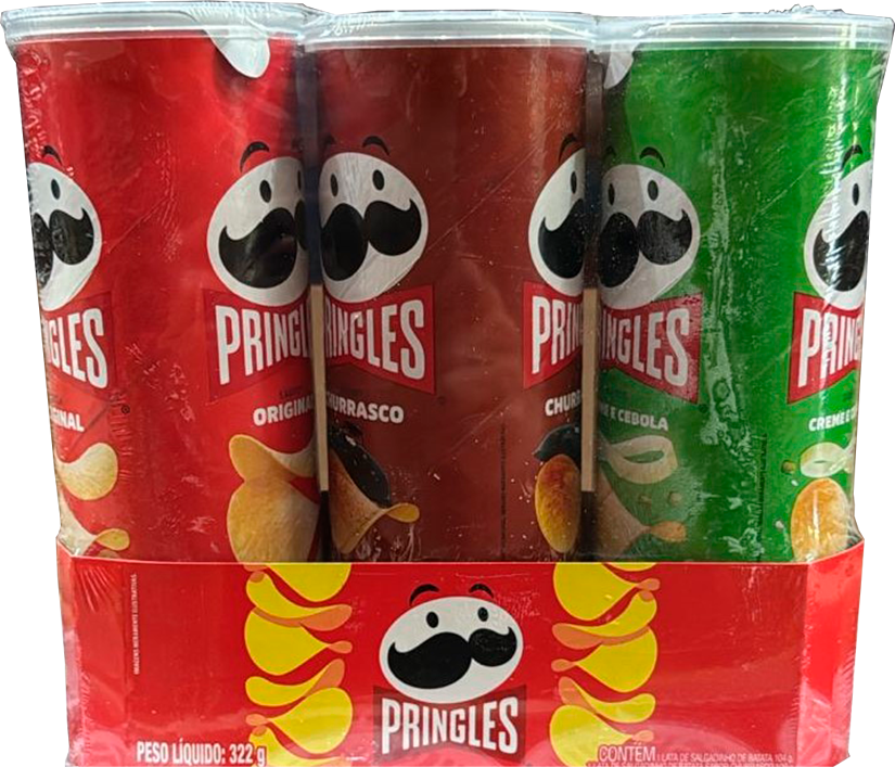Batata Pringles Original + Churrasco + Cebola 322g 3un