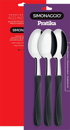 Colher Mesa Inox Simonaggio Cabo Preto 3pcs