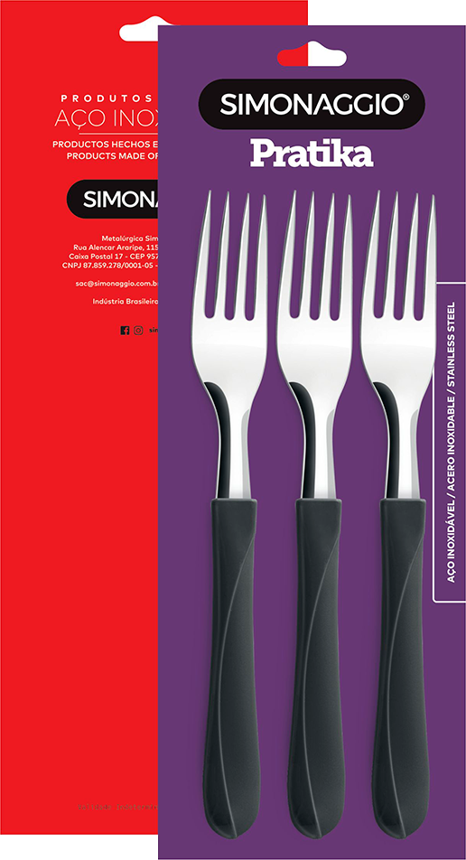 Garfo Mesa Inox Simonaggio Cabo Preto 3pcs