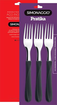 Garfo Mesa Inox Simonaggio Cabo Preto 3pcs