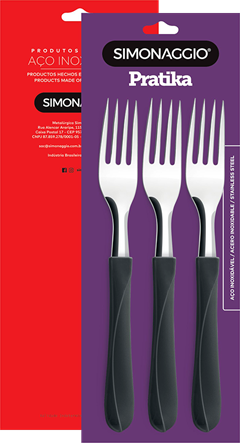 Garfo Mesa Inox Simonaggio Cabo Preto 3pcs