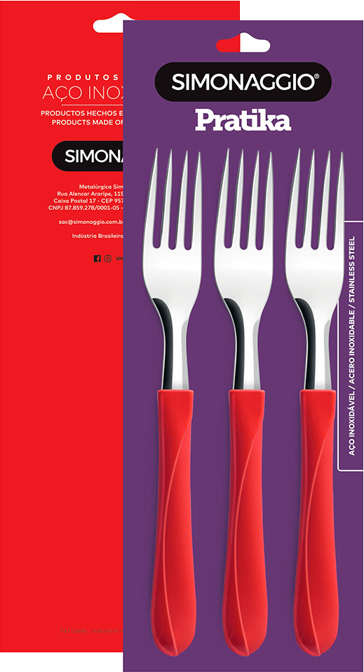 Garfo Mesa Inox Simonaggio Cabo Vermelho 3pcs