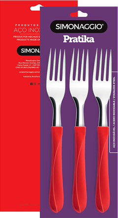 Garfo Mesa Inox Simonaggio Cabo Vermelho 3pcs