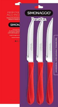 Faca Mesa Inox Simonaggio Cabo Verbelho 3pcs