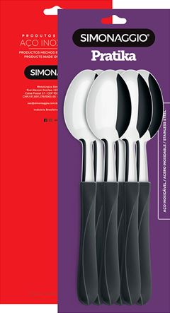 Colher Mesa Inox Simonaggio Cabo Preto 6pcs