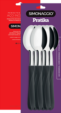 Colher Mesa Inox Simonaggio Cabo Preto 6pcs