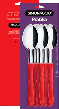 Colher Mesa Inox Simonaggio Cabo Vermelho 6pcs