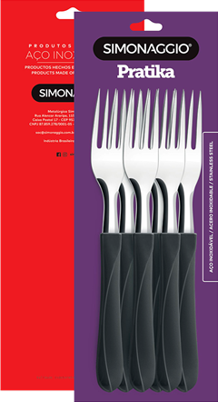 Garfo Mesa Inox Simonaggio Cabo Preto 6pcs