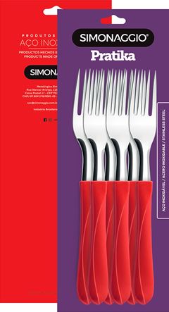 Garfo Mesa Inox Simonaggio Cabo Vermelho 6pcs