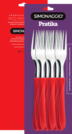 Garfo Mesa Inox Simonaggio Cabo Vermelho 6pcs