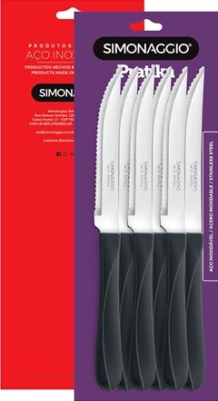 Faca Mesa Inox Simonaggio Cabo Preto 6pcs