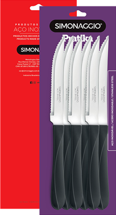Faca Mesa Inox Simonaggio Cabo Preto 6pcs