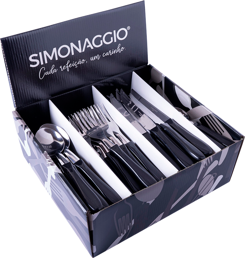 Faqueiro Inox Simonaggio Cabo Preto 80pcs
