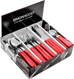 Faqueiro Inox Simonaggio Cabo Vermelho 80pcs