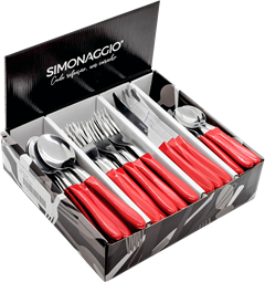 Faqueiro Inox Simonaggio Cabo Vermelho 80pcs