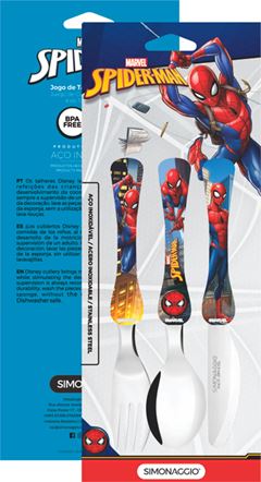 Conjunto Inox Simonaggio Spiderman Garfo/Colher/Faca 3pcs