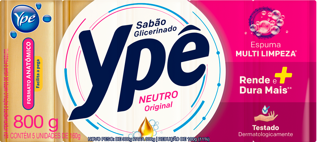 Sabao Pedaco Ype Neutro Glicerinado 5x160g