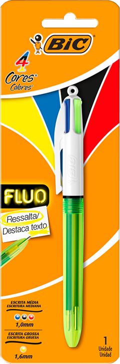 Caneta Bic Esferografica 4 Cores 1un Fluo