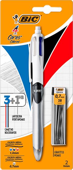 Caneta Bic Esferografica 3 Cores Lapiseira + Grafite 07mm
