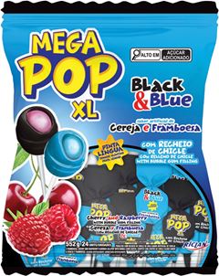 Pirulito Mega Pop Cereja E Framboesa 552g