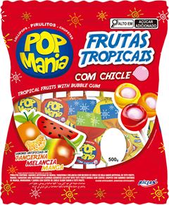 Pirulito Pop Mania Frutas Tropicais 500g