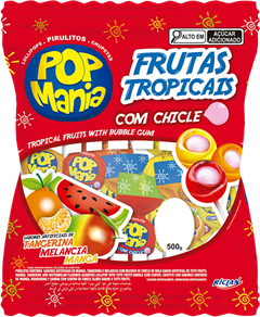 Pirulito Pop Mania Frutas Tropicais 500g
