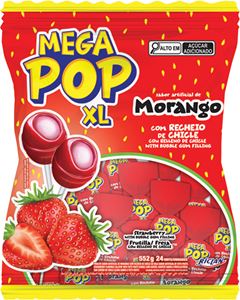 Pirulito Mega Pop Morango 552g