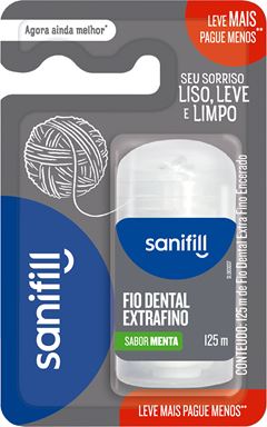 Fio Dental Sanifill Extra Fino Leve 125m Pague 100m