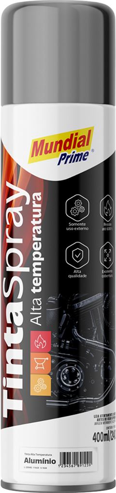 Tinta Spray Mundial Prime Alta Temperatura Aluminio 400ml