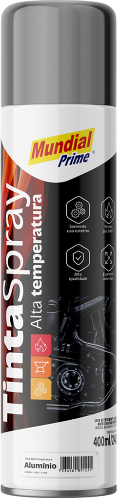 Tinta Spray Mundial Prime Alta Temperatura Aluminio 400ml