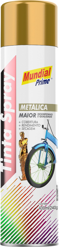 Tinta Spray Mundial Prime Metalica Dourado 400ml