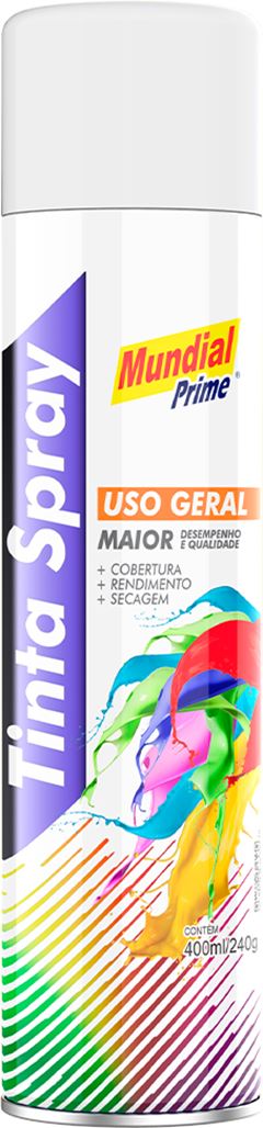 Tinta Spray Mundial Prime Branco Fosco 400ml