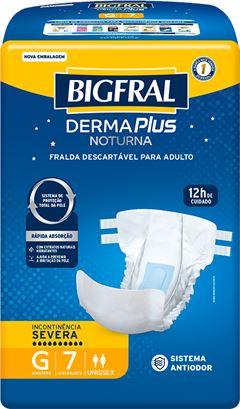 Fralda Geriatrica Bigfral Derma Plus Noturna G 7un