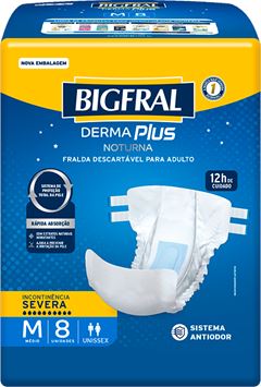 Fralda Geriatrica Bigfral Derma Plus Noturna M 8un