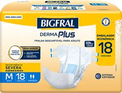 Fralda Geriatrica Bigfral Derma Plus Economica M 18un