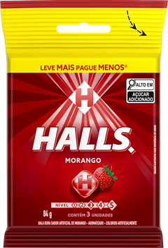 Drops Halls Morango Pacote 84g 3x1