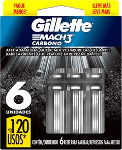 Carga Gillette Mach3 Carvao 6un Lv+ Pg-