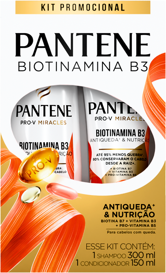 Kit Pantene Biotinamina Shampoo B3 300ml + Condicionador 150ml