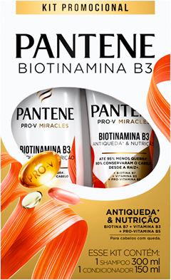 Kit Pantene Biotinamina Shampoo B3 300ml + Condicionador 150ml