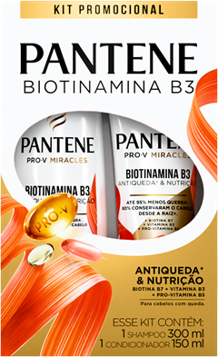 Kit Pantene Biotinamina Shampoo B3 300ml+Condicionador 150ml