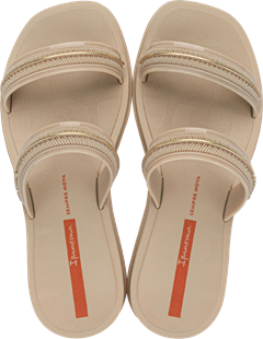 Sandalia Ipanema Glow Slide Fem Adulto Bege/Dourado/Laranja