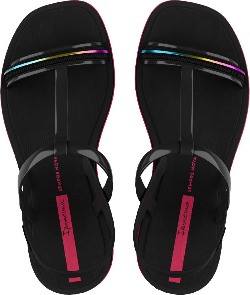 Sandalia Ipanema Glow Papete Fem Adulto Preto/Rosa