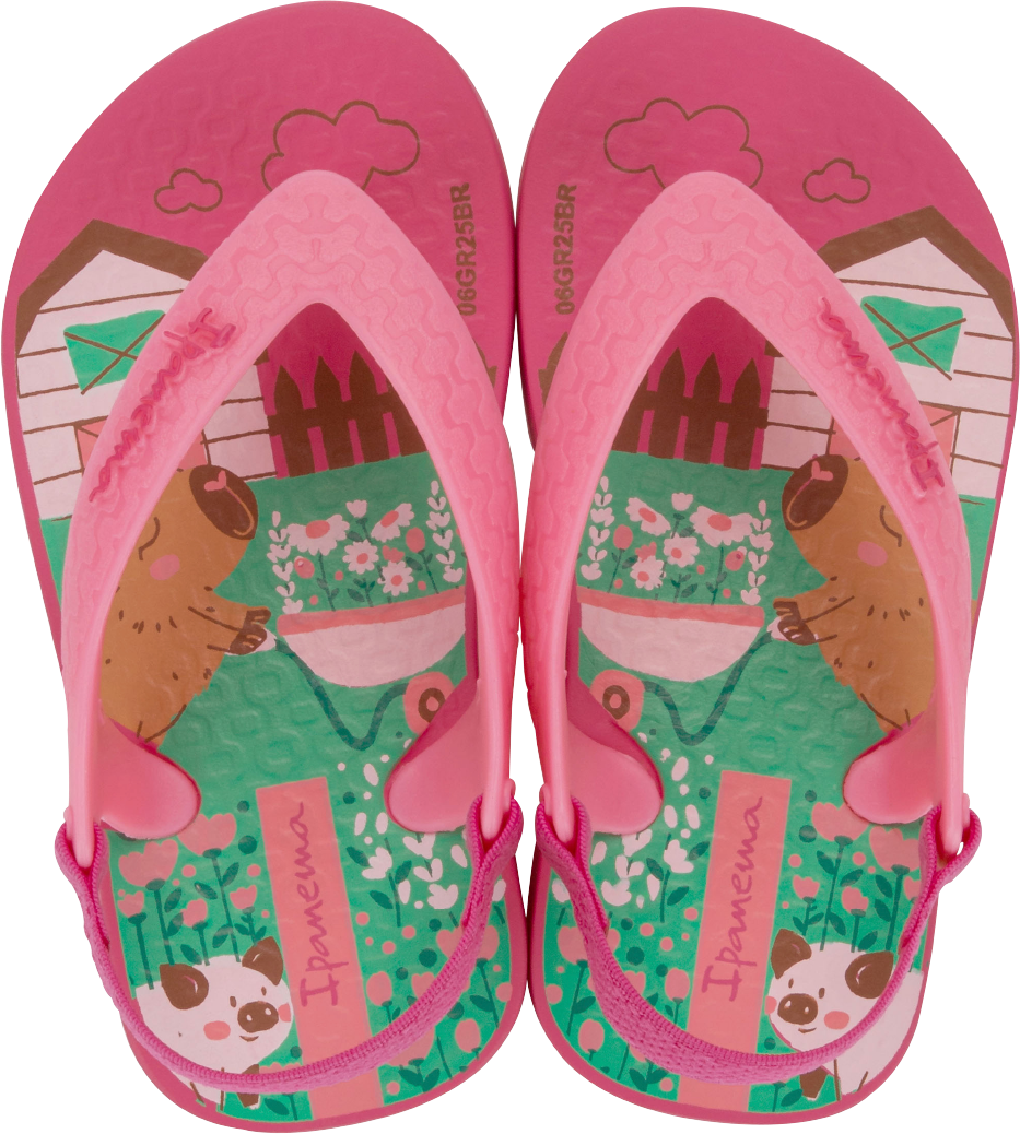 Sandalia Ipanema Fem Baby Rosa/Rosa/Verde