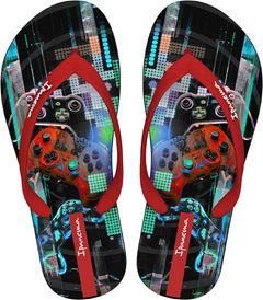Sandalia Ipanema Temas Masc Infantil Preto/Vermelho